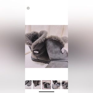 UGG Women's Gray Shearling Button Short Boots